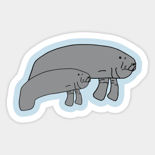 Manatee Mom with Child Sticker